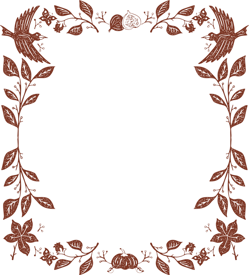 Autumn Themed Linocut Vertical Frame